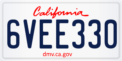 CA license plate 6VEE330