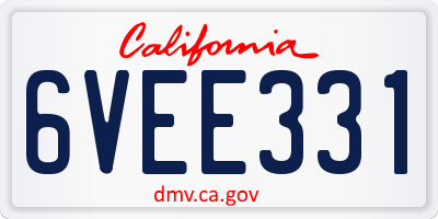 CA license plate 6VEE331