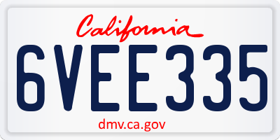 CA license plate 6VEE335