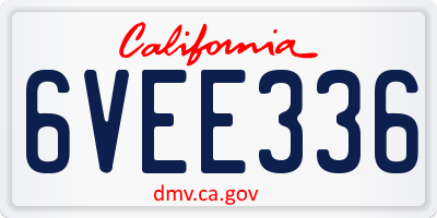 CA license plate 6VEE336