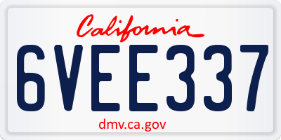CA license plate 6VEE337