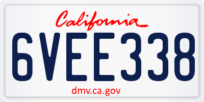 CA license plate 6VEE338