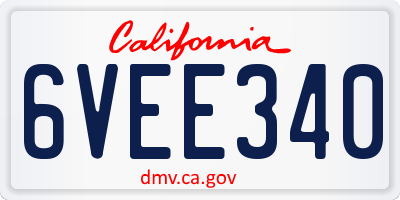 CA license plate 6VEE340