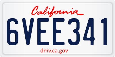 CA license plate 6VEE341