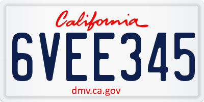 CA license plate 6VEE345