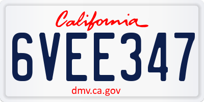 CA license plate 6VEE347