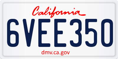 CA license plate 6VEE350