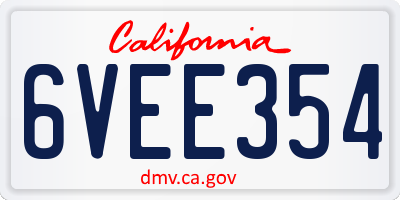 CA license plate 6VEE354
