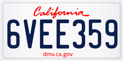 CA license plate 6VEE359
