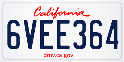 CA license plate 6VEE364