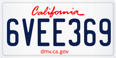 CA license plate 6VEE369