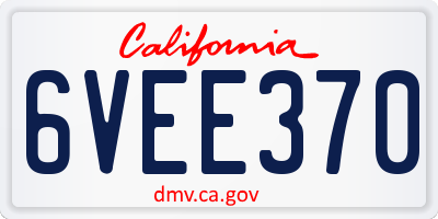 CA license plate 6VEE370