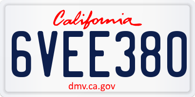 CA license plate 6VEE380