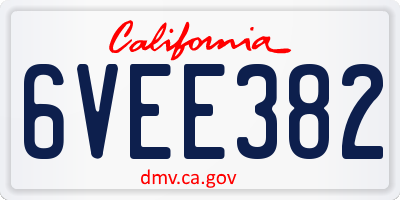 CA license plate 6VEE382
