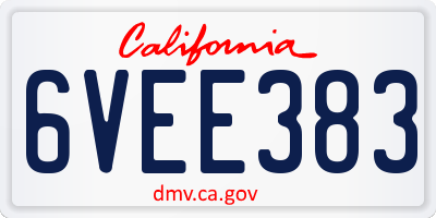 CA license plate 6VEE383