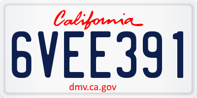 CA license plate 6VEE391