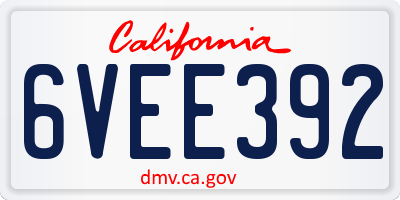 CA license plate 6VEE392