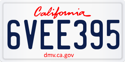 CA license plate 6VEE395