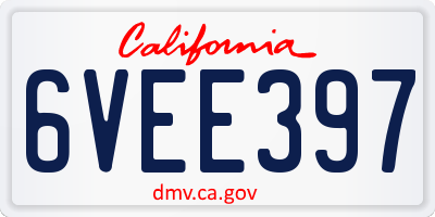 CA license plate 6VEE397