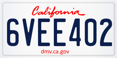 CA license plate 6VEE402