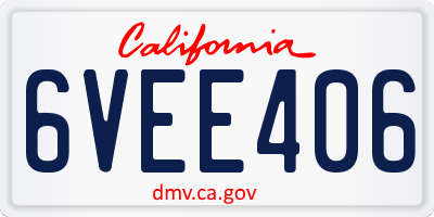 CA license plate 6VEE406