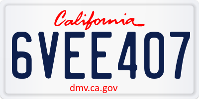 CA license plate 6VEE407