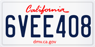 CA license plate 6VEE408