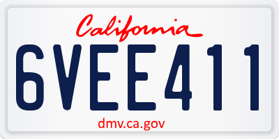 CA license plate 6VEE411
