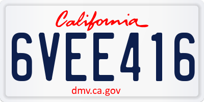 CA license plate 6VEE416