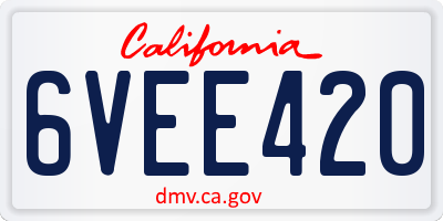 CA license plate 6VEE420