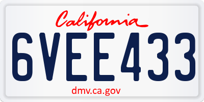 CA license plate 6VEE433