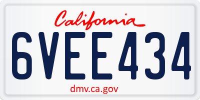 CA license plate 6VEE434