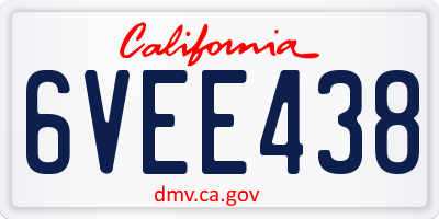 CA license plate 6VEE438
