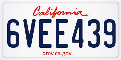 CA license plate 6VEE439