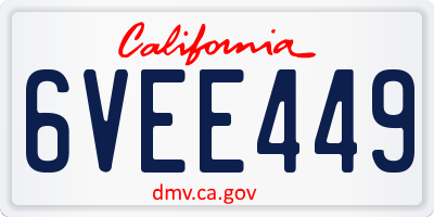 CA license plate 6VEE449