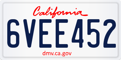 CA license plate 6VEE452