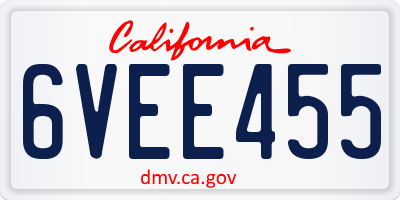 CA license plate 6VEE455