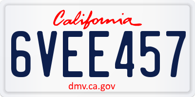 CA license plate 6VEE457