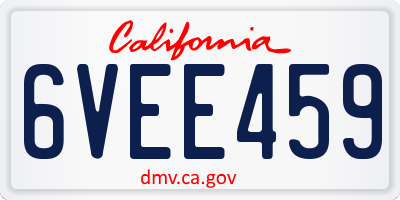 CA license plate 6VEE459