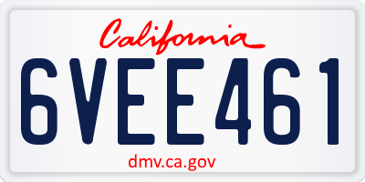 CA license plate 6VEE461