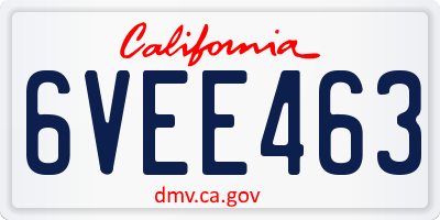 CA license plate 6VEE463