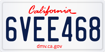 CA license plate 6VEE468