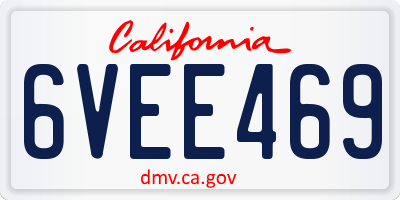 CA license plate 6VEE469
