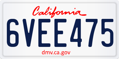 CA license plate 6VEE475