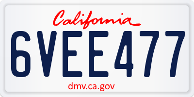CA license plate 6VEE477