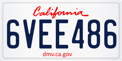 CA license plate 6VEE486
