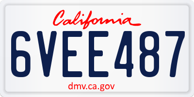 CA license plate 6VEE487