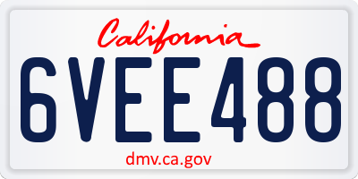 CA license plate 6VEE488