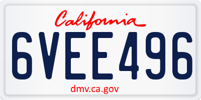 CA license plate 6VEE496