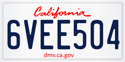 CA license plate 6VEE504